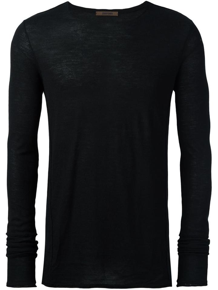 Ziggy Chen Raw Edge Fine Knit Jumper, Men's, Size: 54, Black, Cashmere