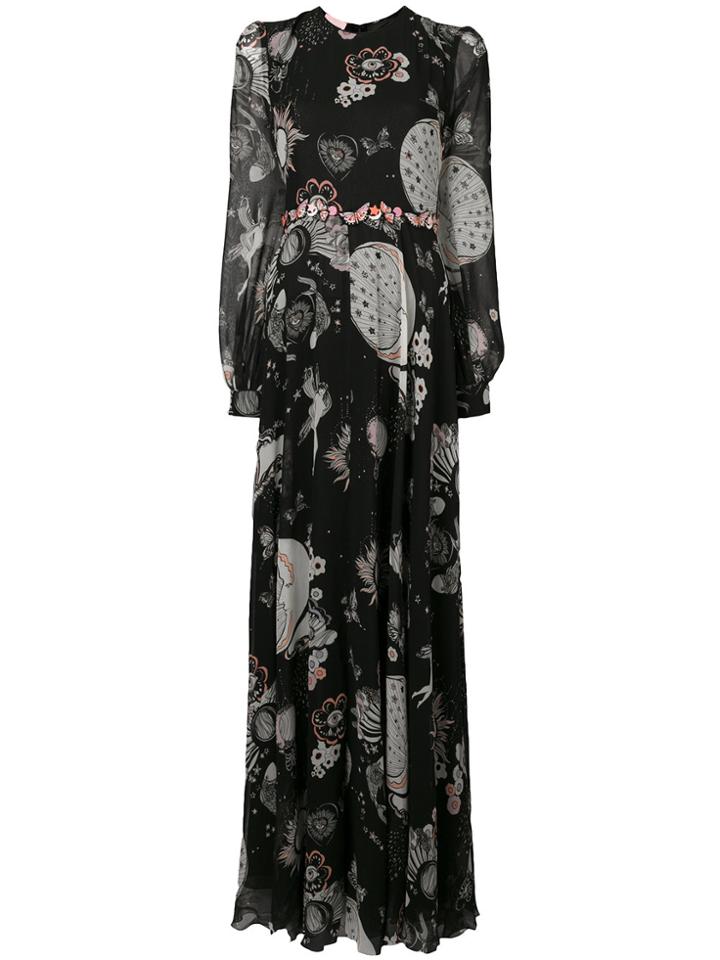 Giamba Printed Flared Dress - Black