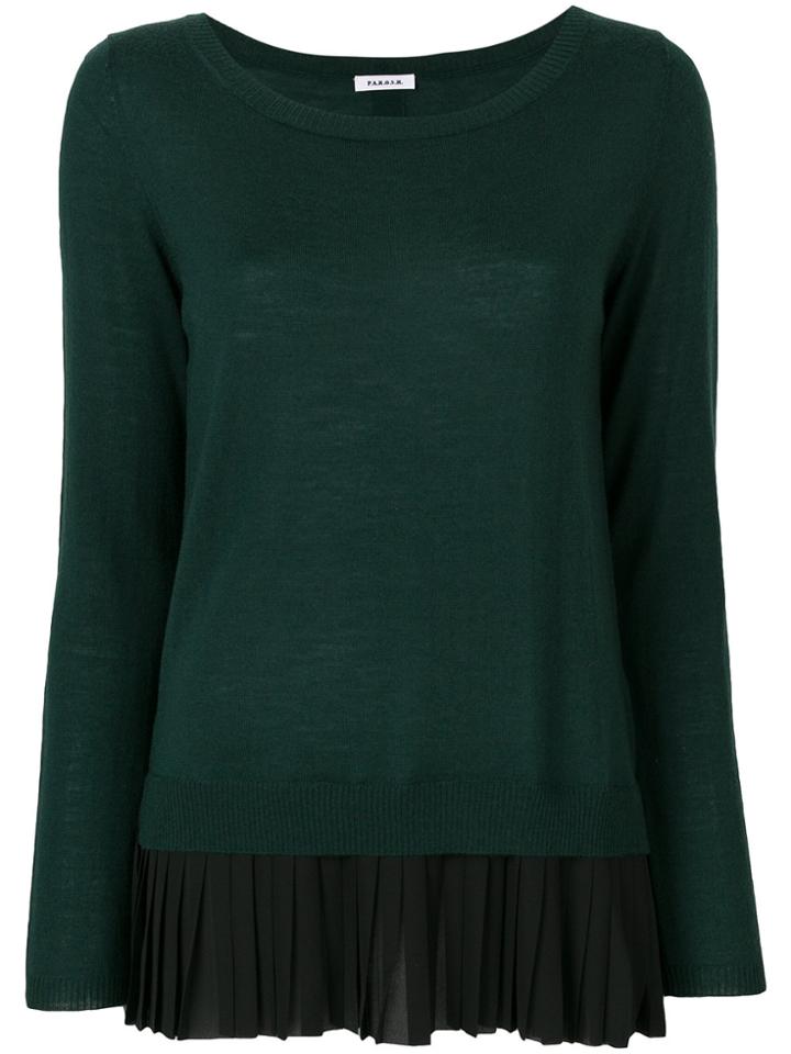 P.a.r.o.s.h. Pleated Hem Jumper - Green