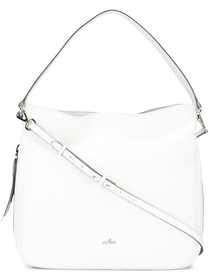 Hogan Large Hobo Shoulder Bag, Women's, White, Calf Leather/metal