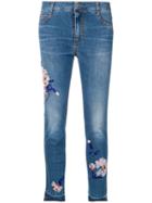 Ermanno Scervino Cropped Skinny Jeans With Floral Embellishments -