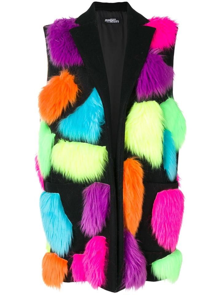 Jeremy Scott Patchwork Faux Fur Gilet - Black