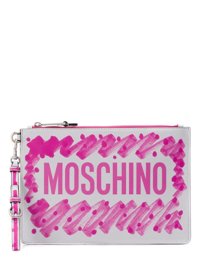 Moschino Brushstroke Logo Clutch - Pink