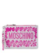 Moschino Brushstroke Logo Clutch - Pink