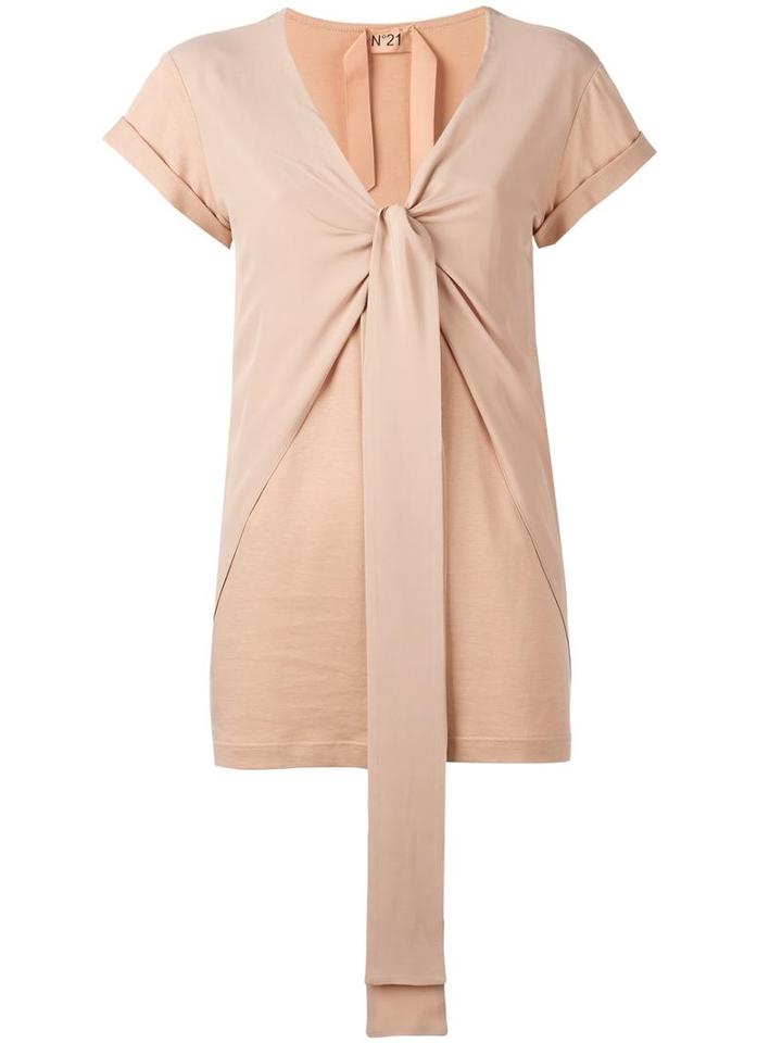 No21 Tie Knot T-shirt, Women's, Size: 42, Pink/purple, Silk/cotton/acetate