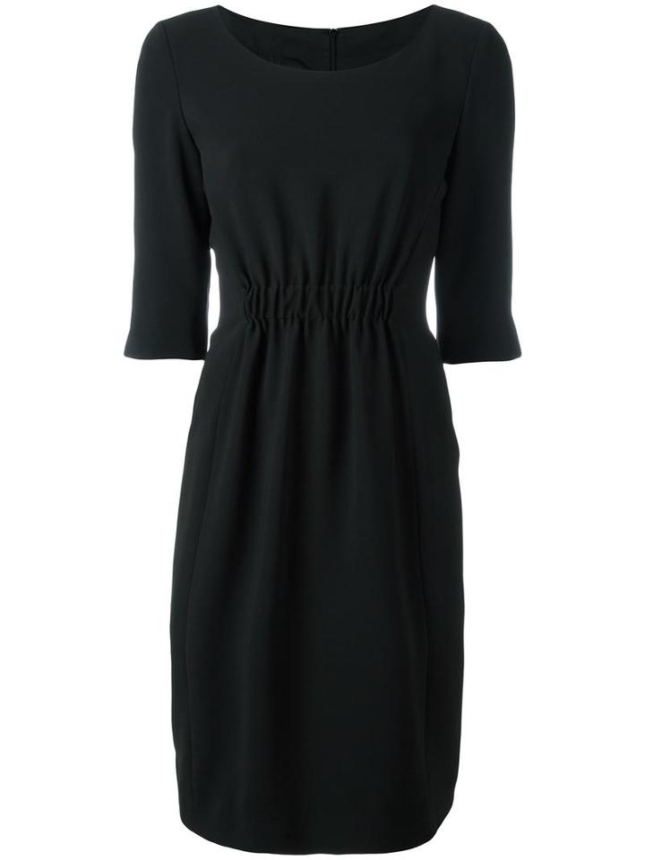 Boutique Moschino Gathered Waist Dress, Women's, Size: 42, Black, Polyester/acetate/triacetate