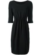 Boutique Moschino Gathered Waist Dress, Women's, Size: 42, Black, Polyester/acetate/triacetate