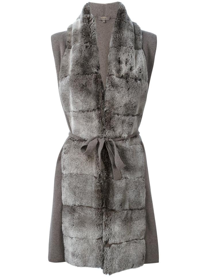 N.peal Furry Belted Cardi-coat, Women's, Size: Xs, Brown, Rabbit Fur/cashmere