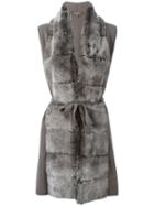 N.peal Furry Belted Cardi-coat, Women's, Size: Xs, Brown, Rabbit Fur/cashmere