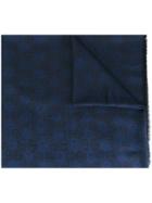 Giorgio Armani Monogrammed Scarf, Men's, Blue, Silk/cashmere/wool