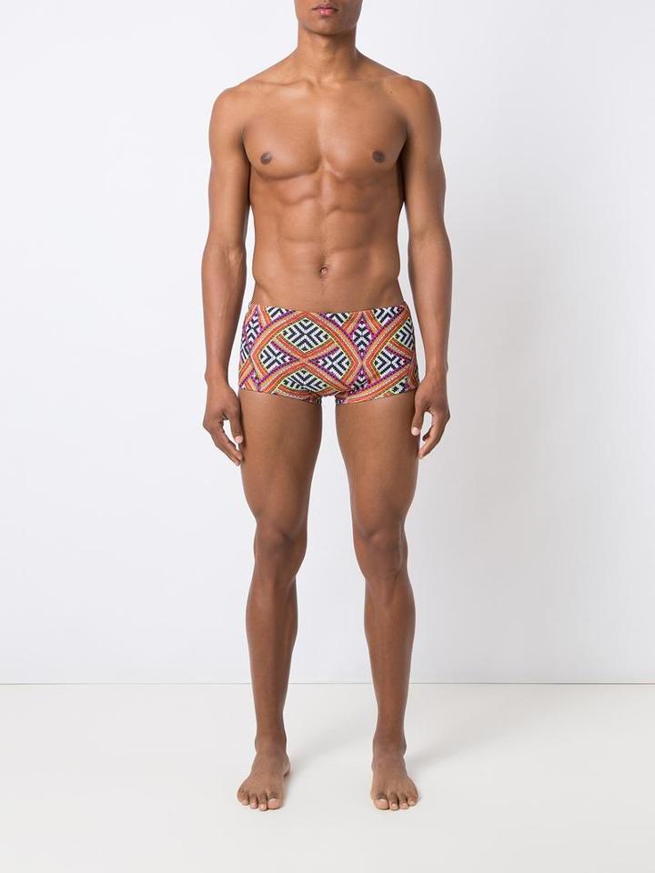 Blue Man Printed Swimming Trunks, Men's, Size: G, Polyamide/spandex/elastane