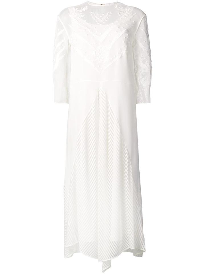 Chloé Embroidered Flared Midi Dress - White