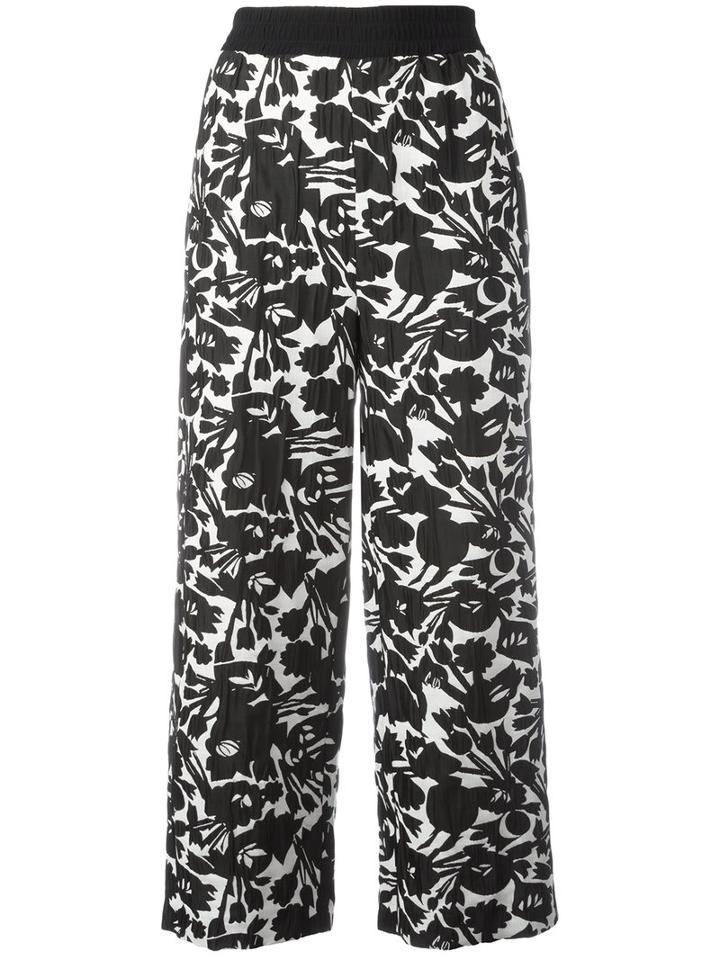 I'm Isola Marras Floral Print Cropped Trousers, Women's, Size: 42, Black, Acetate/viscose/polyester/spandex/elastane