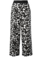 I'm Isola Marras Floral Print Cropped Trousers, Women's, Size: 42, Black, Acetate/viscose/polyester/spandex/elastane