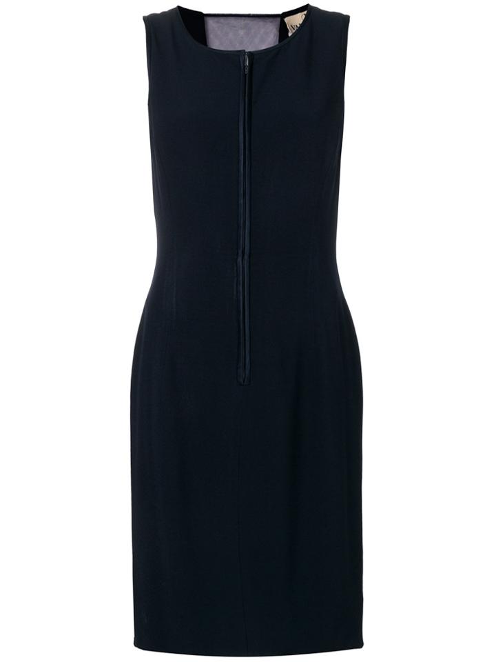 Valentino Vintage Sheer Panel Fitted Dress - Blue