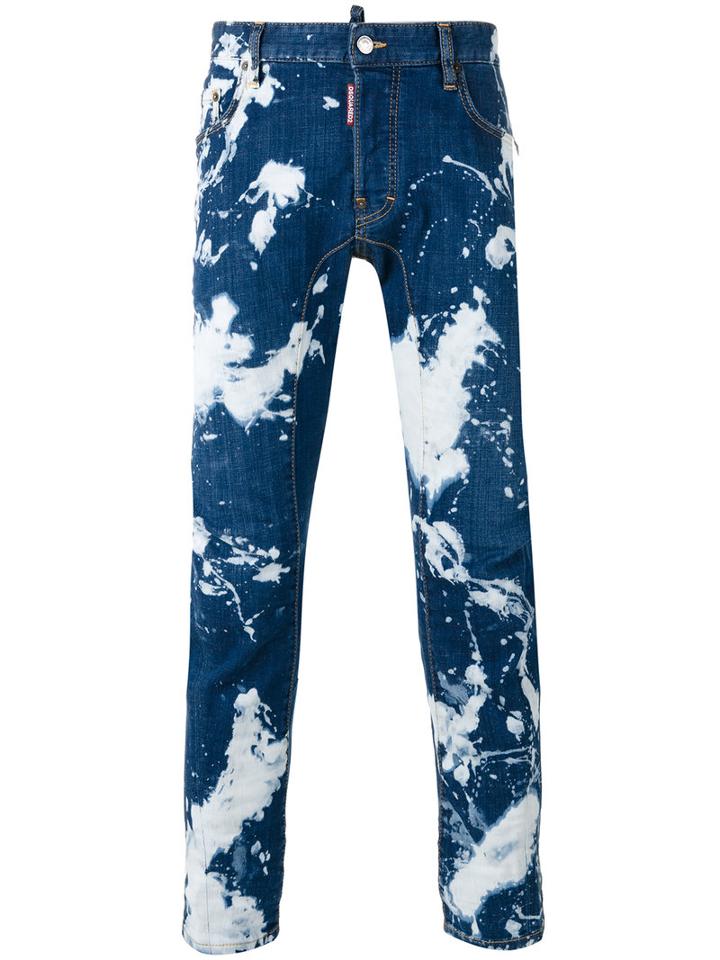 Dsquared2 Acid Wash Jeans, Men's, Size: 50, Blue, Cotton/spandex/elastane