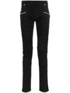 Balmain Slim Leg Logo Stripe Biker Jeans - Black