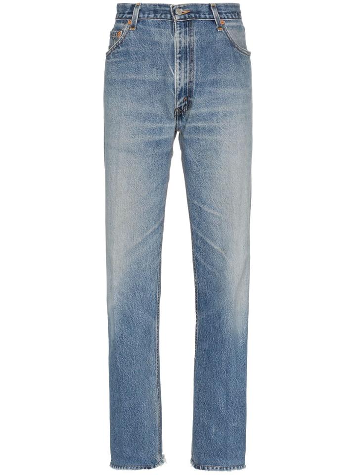 Re/done Straight Leg High-waisted Cotton Jeans - Blue