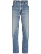 Re/done Straight Leg High-waisted Cotton Jeans - Blue