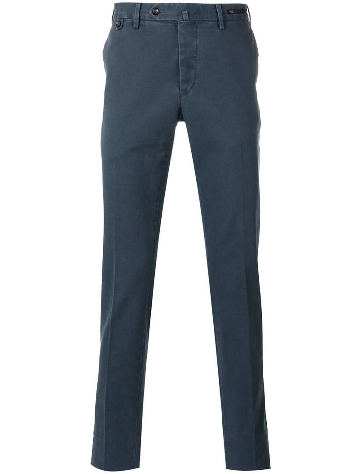 Pt01 Slim Fit Chino Trousers, Men's, Size: 54, Blue, Cotton/spandex/elastane