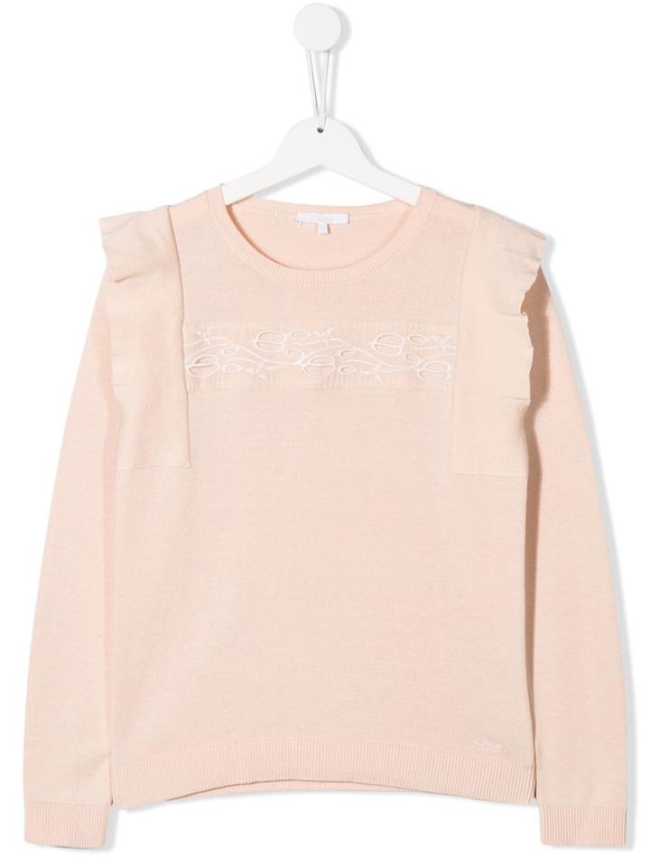 Chloé Kids Frill-trim Jumper - Pink