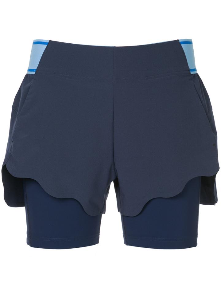 Lndr Layered Scallop Hem Shorts - Blue
