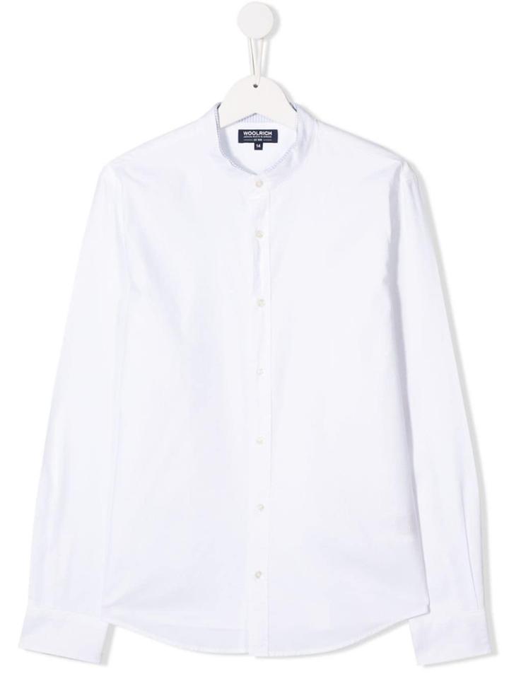 Woolrich Kids Grandad Collar Shirt - White