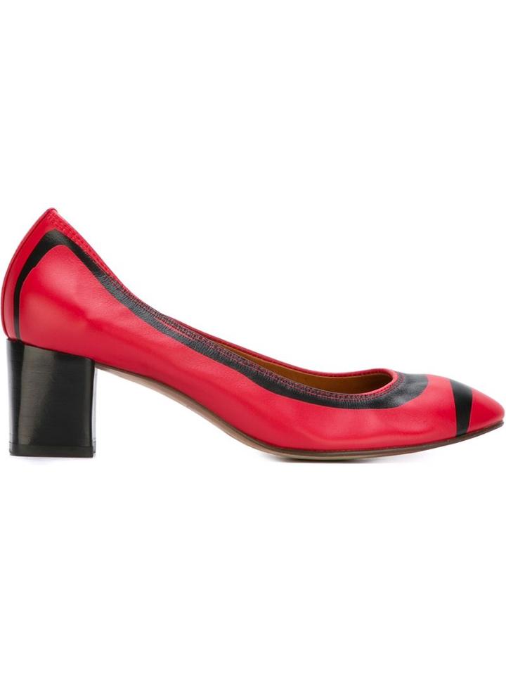 Lanvin Sketch Print Pumps, Women's, Size: 39, Red, Calf Leather/leather