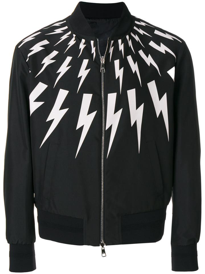 Neil Barrett Reversible Lightning Bolt Bomber Jacket - Black