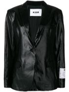 Msgm Sleeve Patch Glossy Blazer - Black