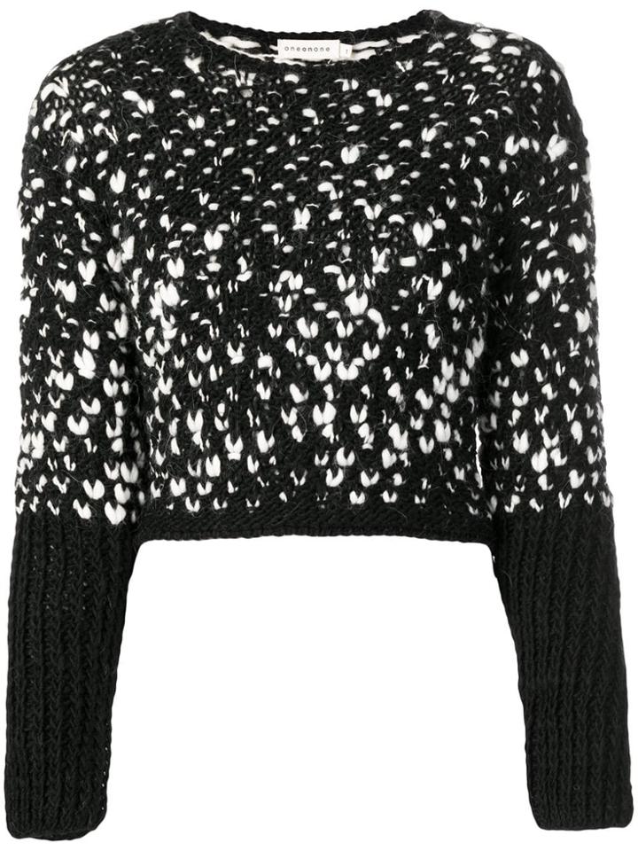 Oneonone Cropped Crew Neck Jumper - Black
