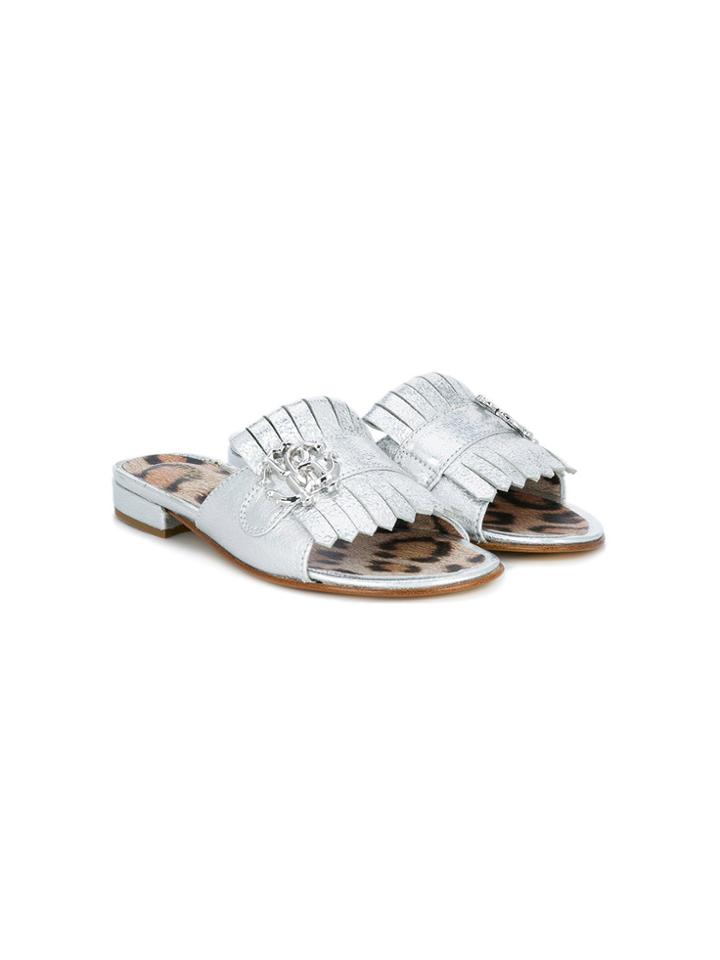 Roberto Cavalli Kids Fringed Sandals - Metallic