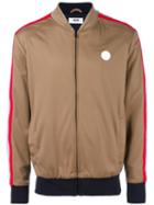 Msgm Logo Plaque Bomber Jacket, Men's, Size: 46, Brown, Polyamide/polyester