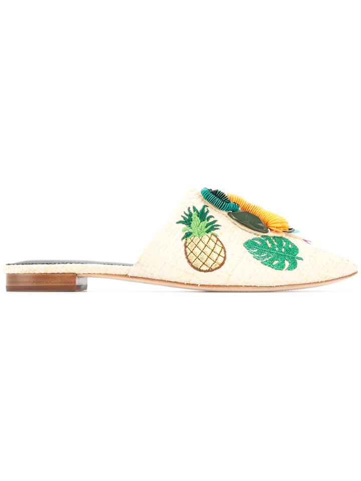 Mara & Mine Rose Embellished Mules - Nude & Neutrals