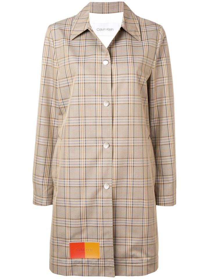 Calvin Klein Patched Glen Check Coat - Neutrals