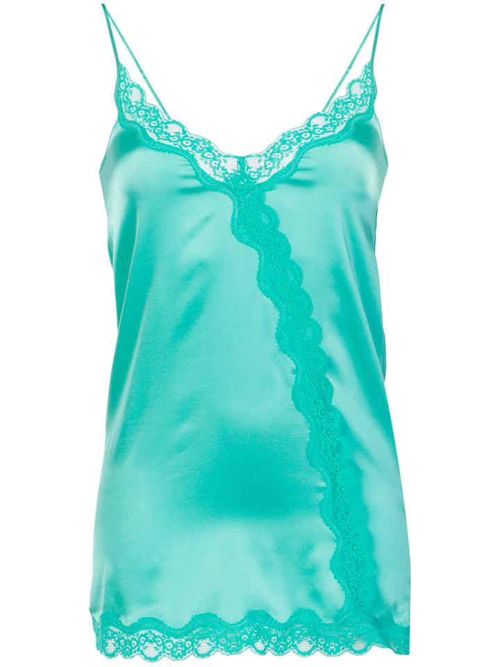 Max & Moi Lace Trim Long Camisole - Green