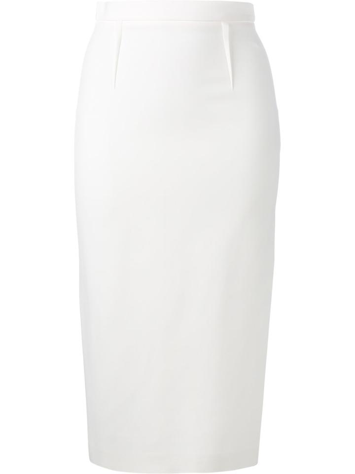 Roland Mouret Arreton Pencil Skirt, Women's, Size: 8, White, Viscose/acetate/spandex/elastane