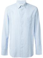 Aspesi Woven Stripe Shirt, Men's, Size: L, Blue, Cotton