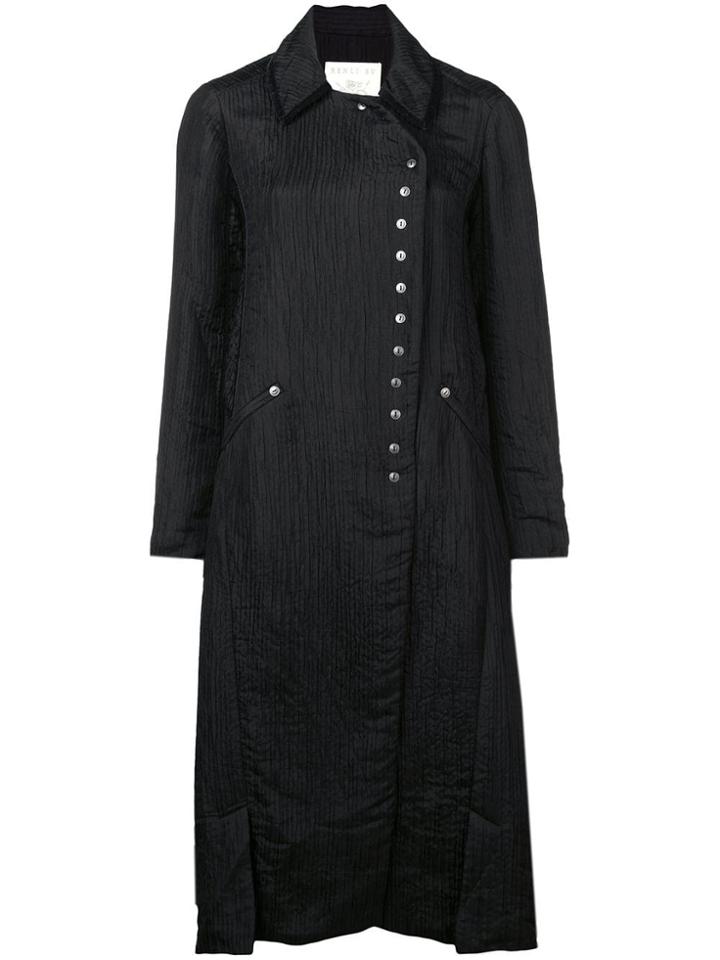 Renli Su Crinkled Design Coat - Black