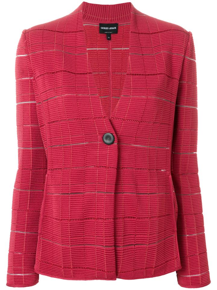 Giorgio Armani Ribbed Button Up Jacket - Red