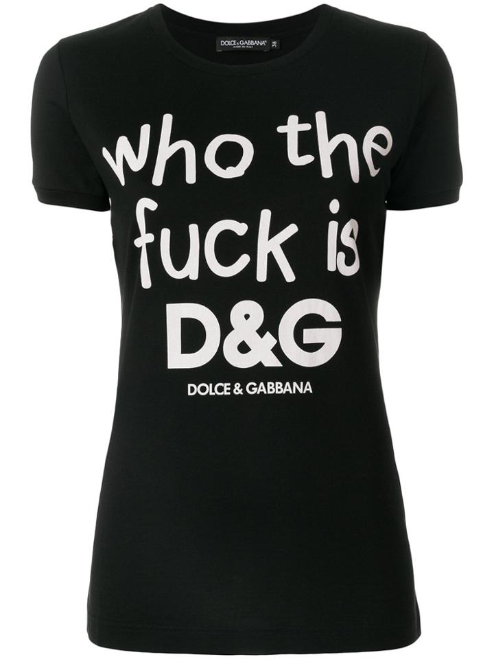 Dolce & Gabbana Slogan Logo T-shirt - Black