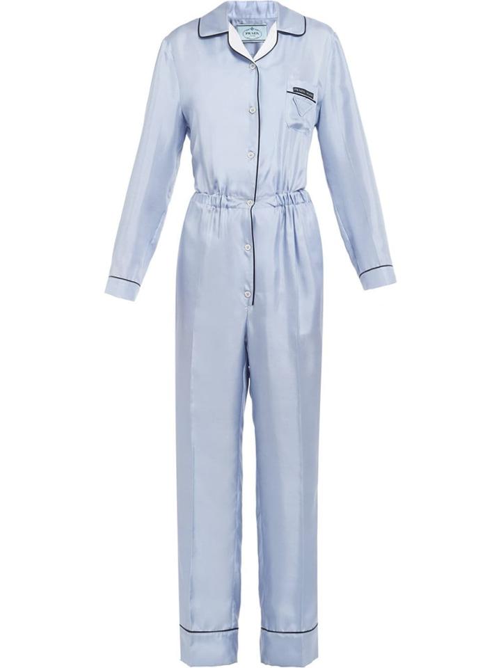 Prada Contrast Piping Jumpsuit - Blue