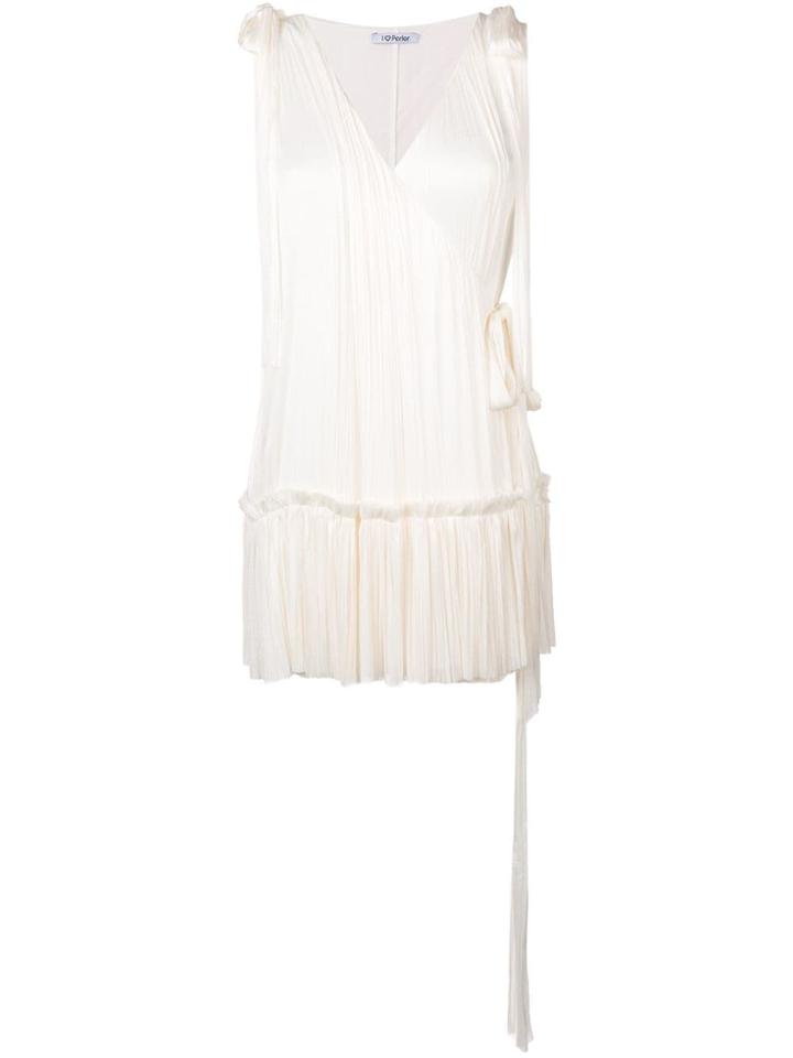 Parlor Ruched Mini Wrap Dress - White