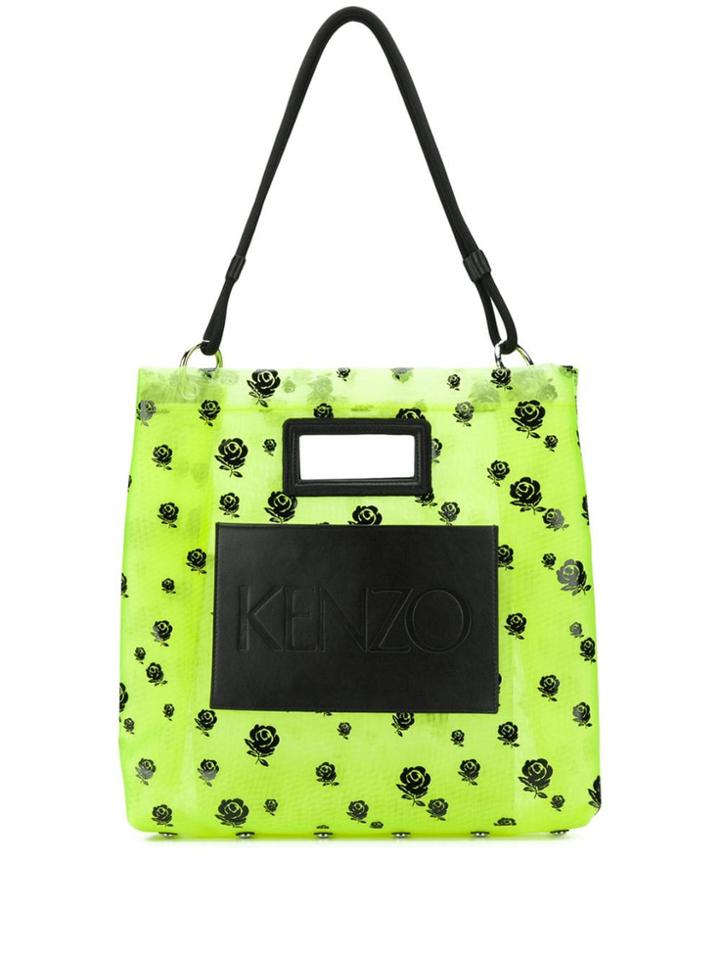 Kenzo Rose Print Tote Bag - Green