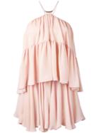 Plein Sud - Flared Halterneck Dress - Women - Silk - 36, Pink/purple, Silk