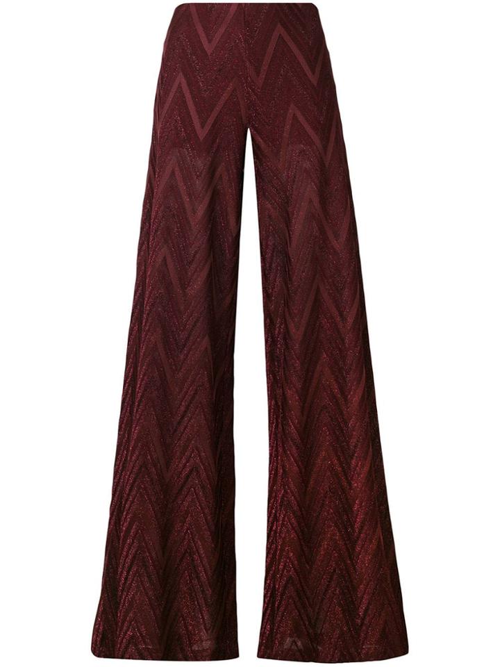 M Missoni Zigzag Pattern Palazzo Trousers - Red