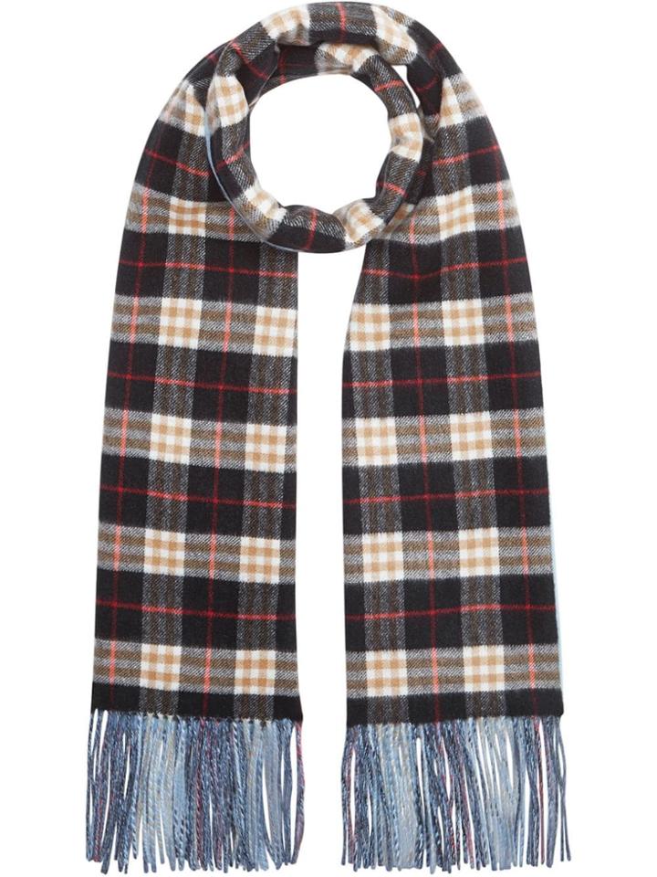 Burberry Colour Block Vintage Check Cashmere Scarf - Black