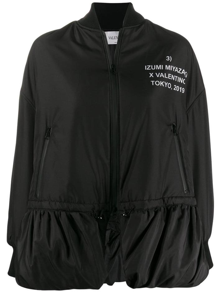 Valentino Izumi Mizuki Print Bomber Jacket - Black