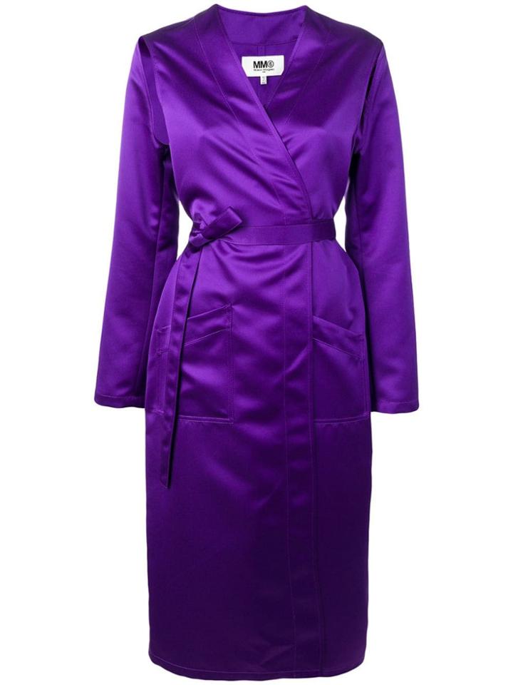 Mm6 Maison Margiela Belted Coat - Purple