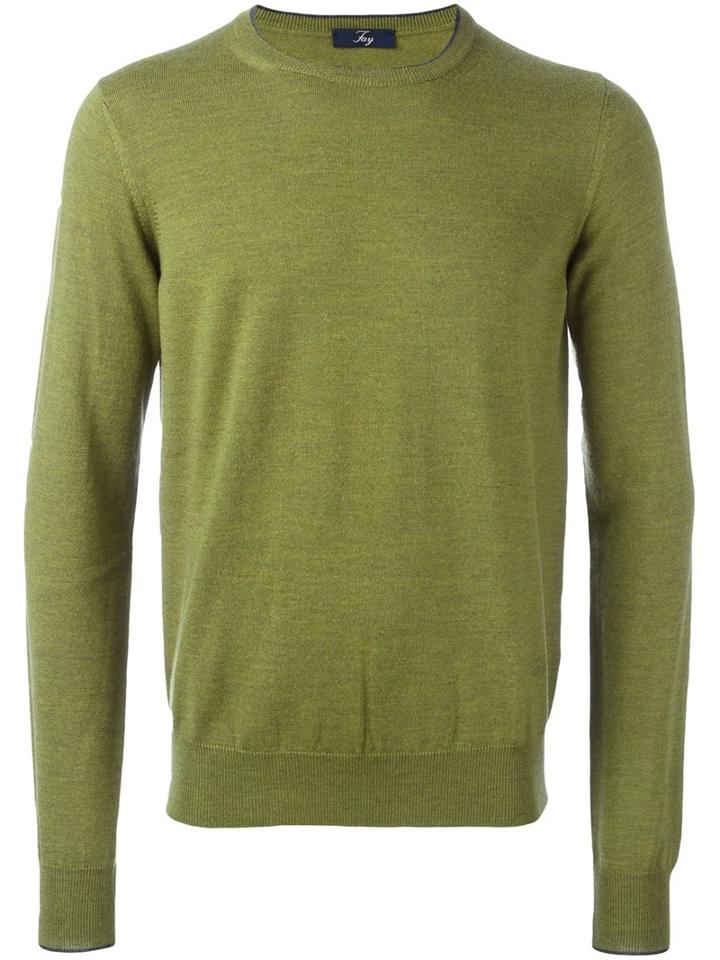 Fay Ribbed Knitted Sweater, Men's, Size: 50, Green, Virgin Wool